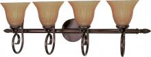 Nuvo 60/018 - 4-Light 33&#34; Copper Bronze Vanity Light Fixture with Champagne Linen Washed Glass