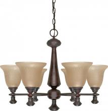 Nuvo 60/100 - 6-Light 26&#34; Old Bronze Chandelier with Amber Water Glass
