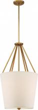 Nuvo 60/5844 - Seneca - 3 Light 17&#39;&#39; Pendant with Almond Mesh Fabric Shade - Natural Brass Finish