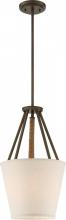 Nuvo 60/5897 - Seneca - 3 Light 12&#39;&#39; Pendant with Beige Linen Fabric Shade - Aged Bronze Finish with Rope
