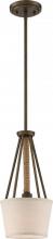 Nuvo 60/5898 - Seneca - 1 Light 8&#39;&#39; Mini Pendant with Beige Linen Fabric Shade - Aged Bronze Finish with