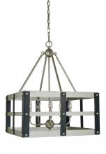 Framburg 5346 SP/MBLACK - 5-Light Satin Pewter/Matte Black Metro Artisan Dining Chandelier