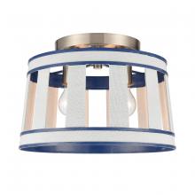 ELK Home 63115/2 - White Burlap 14&#39;&#39; Wide 2-Light Semi Flush Mount - Ocean Blue